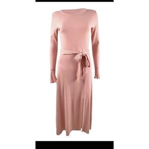 Lauren Ralph Lauren Women's Ribbed Long Sleeve Midi Dress (M, Pale Pink) NWT